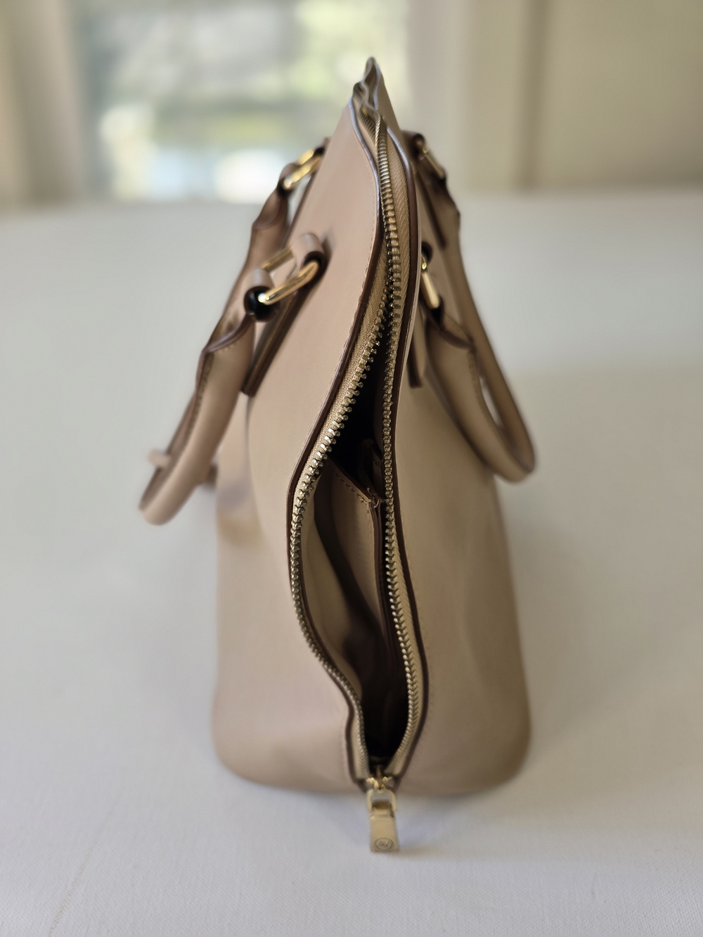 Adrienne Vittadini Beige Dome Satchel Bag - Picture 2 of 6